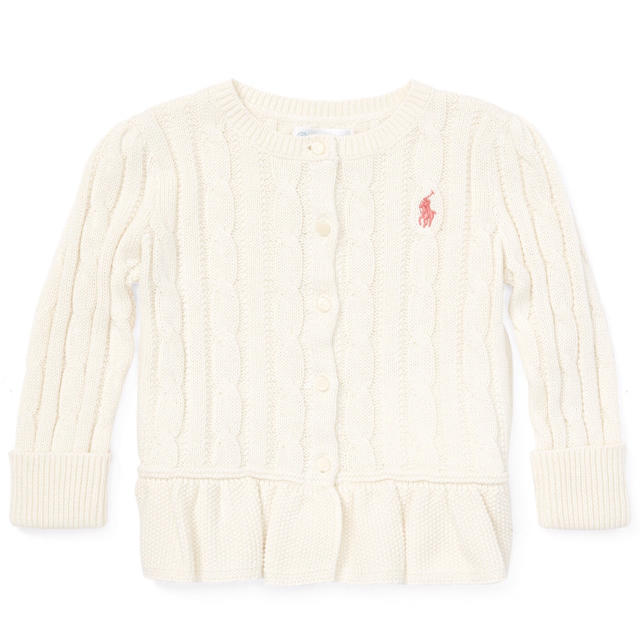 Ralph Lauren(ラルフローレン)の新品 12M 80センチ ラルフローレン ペプラム カーディガン キッズ/ベビー/マタニティのベビー服(~85cm)(カーディガン/ボレロ)の商品写真