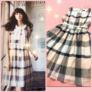 バーバリーブルーレーベル(BURBERRY BLUE LABEL)の桐谷美玲 こじはる着☆ブルーレーベル ピンクチェックのシフォンワンピース☆(ひざ丈ワンピース)