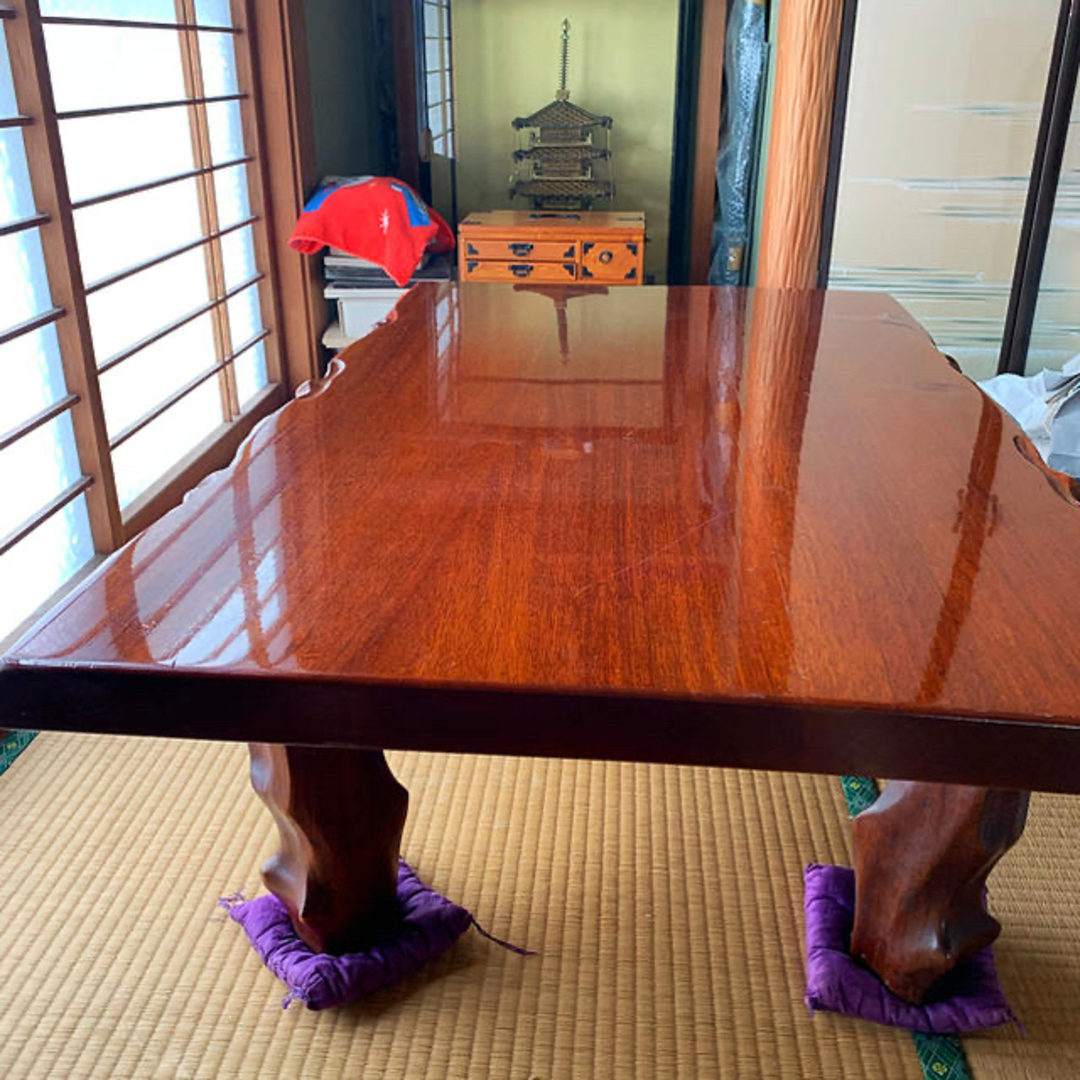 紫檀 和テーブル　ガラス板