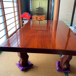紫檀 和テーブル　ガラス板(ローテーブル)