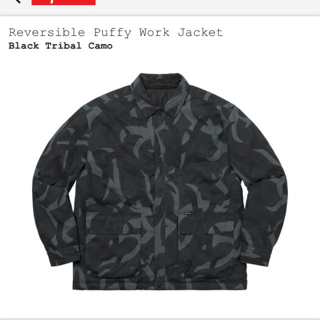 Supreme(シュプリーム)の黒XL supreme reversible puffy work jacket メンズのジャケット/アウター(ダウンジャケット)の商品写真
