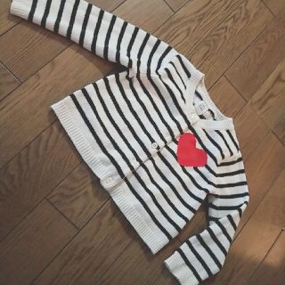 ベビーギャップ(babyGAP)のbabygap ボーダー　ハート　セーター　カーディガン(カーディガン)