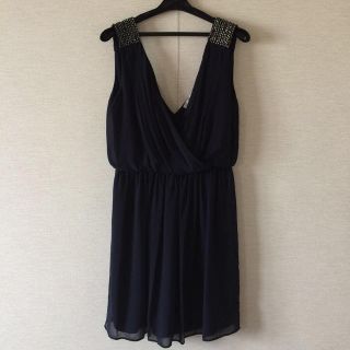 ザラ(ZARA)の【新品】ネイビードレス ワンピース(ミディアムドレス)