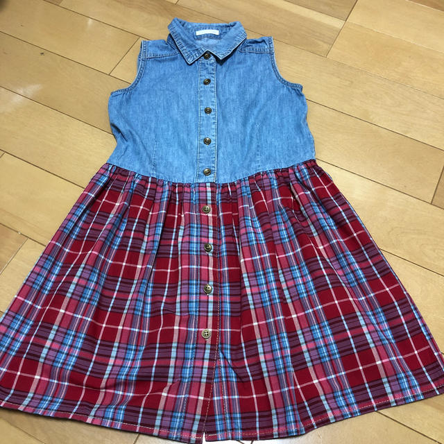 GU(ジーユー)のシャツワンピース キッズ/ベビー/マタニティのキッズ服女の子用(90cm~)(ワンピース)の商品写真