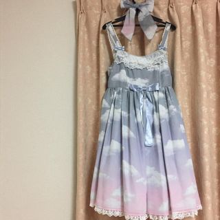 アンジェリックプリティー(Angelic Pretty)の最終値下げ【美品】misty sky jsk＋クリップ(ひざ丈ワンピース)