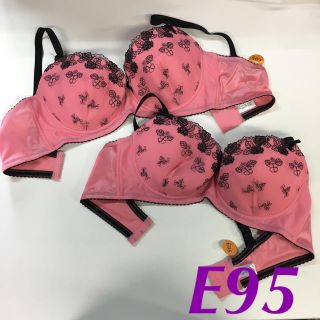 線画調刺繍ブラジャー単品2枚セット  E95(ブラ)