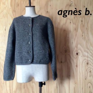 アニエスベー(agnes b.)のagnes b. ノーカラー ショート ジャケット フロント ボタン(ノーカラージャケット)