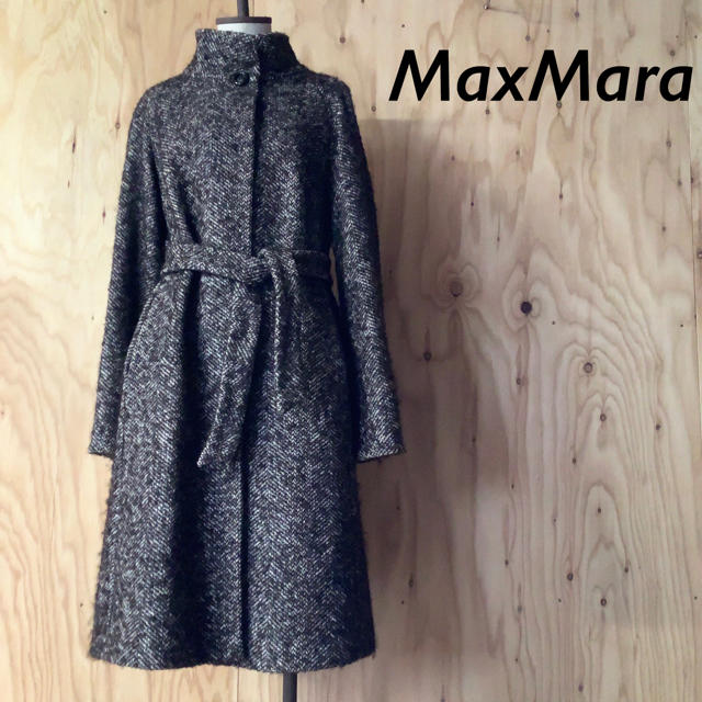 Max Mara - MaxMara スタンドカラー ツイード ロングコートの通販 by ...