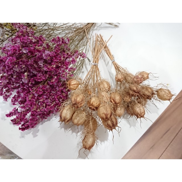 花材  ニゲラ&ハイブリットスターチス ハンドメイドのフラワー/ガーデン(ドライフラワー)の商品写真
