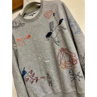 CARVEN 美品 カルヴェン 落書き刺繍 スウェット トレーナー グレー S