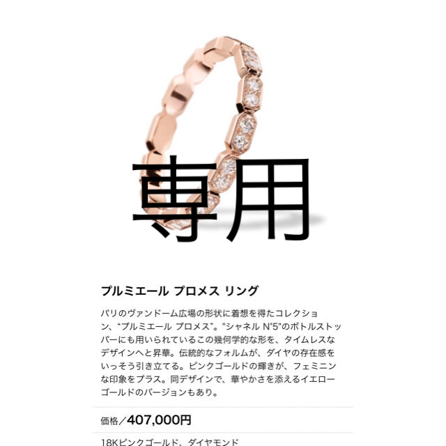 CHANEL(シャネル)の美品　シャネル　プルミエール  プロメス　フルダイヤ　エタニティリング 49 レディースのアクセサリー(リング(指輪))の商品写真