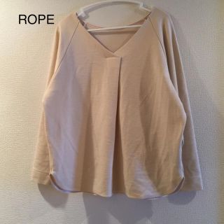 ロペ(ROPE’)のROPE ★ 長袖 Vネック カットソー ピンクベージュ M ドルマン(カットソー(長袖/七分))