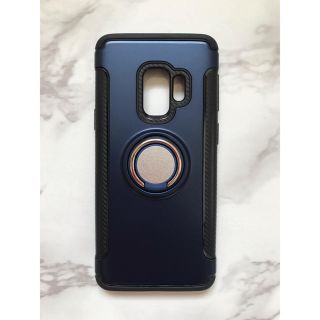 ギャラクシー(Galaxy)のGalaxyS9Plus カッコいい リング付き軽量耐衝撃 ケース ネイビー(Androidケース)