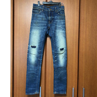 ヌーディジーンズ(Nudie Jeans)の定価¥35000 ヌーディージーンズ  THIN FINN w28ダメージデニム(デニム/ジーンズ)