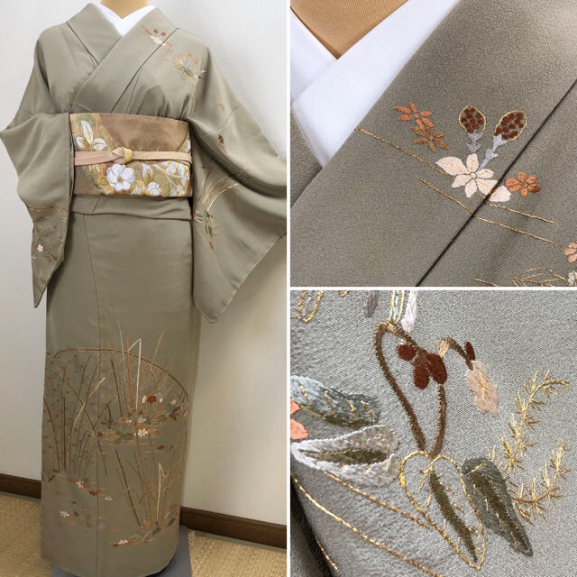 新品【総刺繍】豪華訪問着 正絹 しつけ糸付q126の通販 by 夢美月・フォロワー様割引きあり♪｜ラクマ