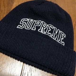 supreme アーチロゴ ビーニー ニットキャップ ネイビー 定価以下