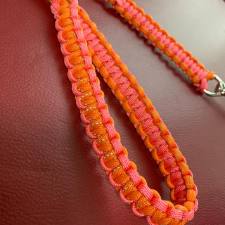オレンジ&ピンク　反射材付き　パラコードリード約50cm(リード/首輪)