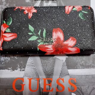 ゲス(GUESS)の【大人気】GUESS ゲス 財布 ブラック 花柄 ♡(財布)