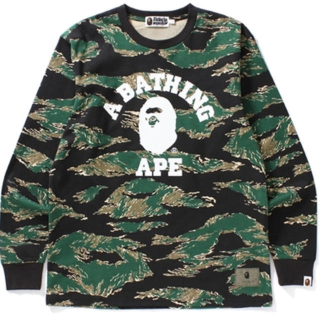 A BATHING APE(アベイシングエイプ)のBAPE Tiger Camo College L/S Tee Green メンズのトップス(Tシャツ/カットソー(七分/長袖))の商品写真