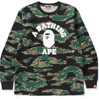 アベイシングエイプ(A BATHING APE)のBAPE Tiger Camo College L/S Tee Green(Tシャツ/カットソー(七分/長袖))