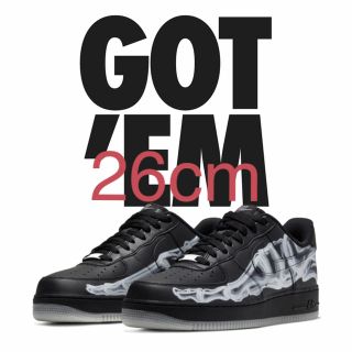 ナイキ(NIKE)のair force 1 スケルトン　black on black us8 26(スニーカー)