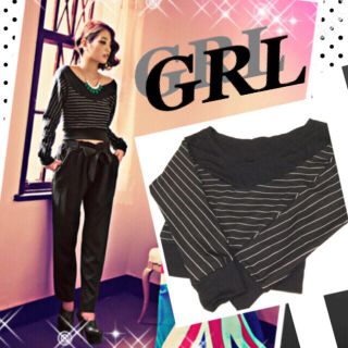 グレイル(GRL)のリブVネック♡トップス♡(カットソー(長袖/七分))