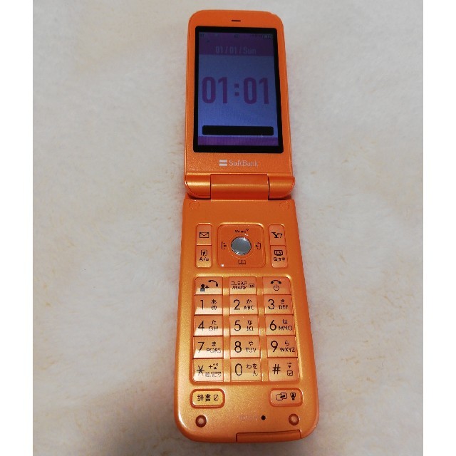 Softbank(ソフトバンク)の105SH ソフトバンク ガラケー　オレンジ スマホ/家電/カメラのスマートフォン/携帯電話(携帯電話本体)の商品写真