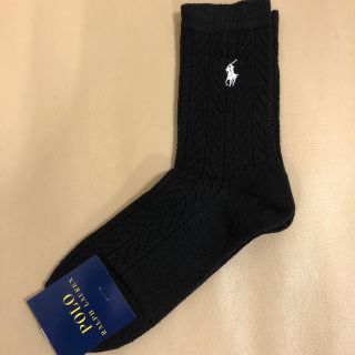 ポロラルフローレン(POLO RALPH LAUREN)の新品　レディース POLO ポロラルフローレン　黒無地　毛ソックス　日本製(ソックス)