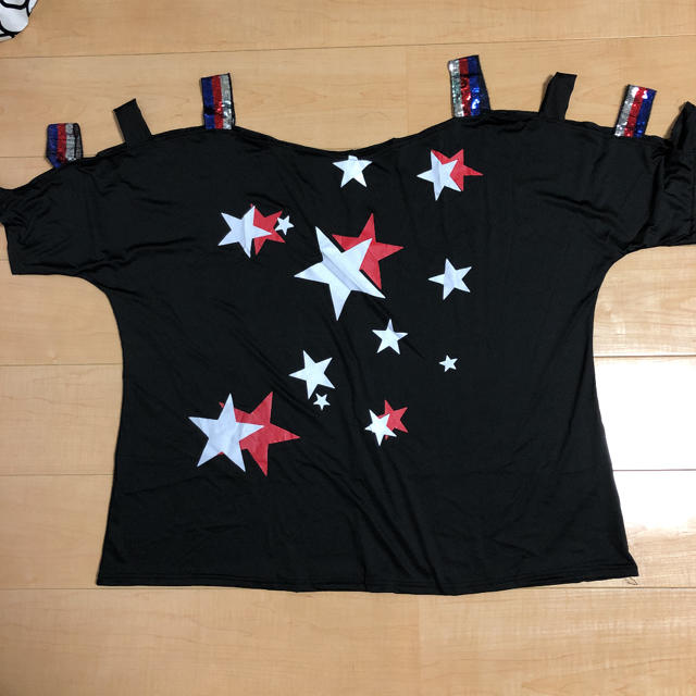 新品未使用)星柄オープンショルダートップス 5XL レディースのトップス(Tシャツ(半袖/袖なし))の商品写真