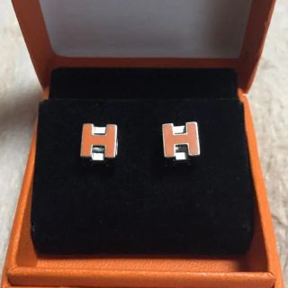 エルメス(Hermes)の値下 HERMES エルメス Hキューブ ピアス オレンジ×シルバー(ピアス)