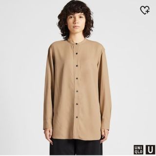 ユニクロ(UNIQLO)のユニクロ　ドレープツイルスタンドカラーシャツ(シャツ/ブラウス(長袖/七分))