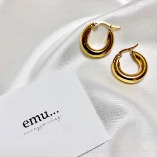 ザラ(ZARA)の#414  サージカルステンレス チャンキー  フープ ピアス(ピアス)