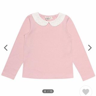 ポンポネット(pom ponette)の大丸百貨店購入 数回着用 美品  長袖カットソー ピンク レース 130(Tシャツ/カットソー)