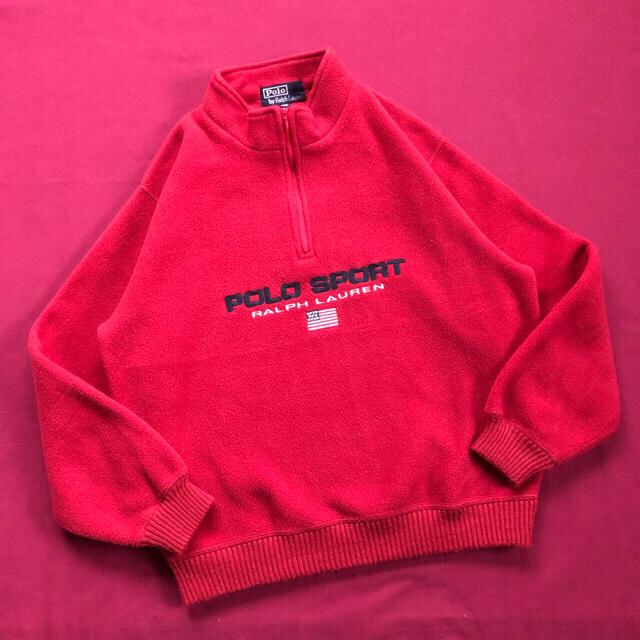 美品 90s POLO SPORT ポロスポーツ ハーフジップ フリース XL