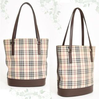 バーバリー(BURBERRY)の美品♡バーバリー バケツ型 ハンドバッグ・トートバッグ♡ノバチェック ブラウン(トートバッグ)