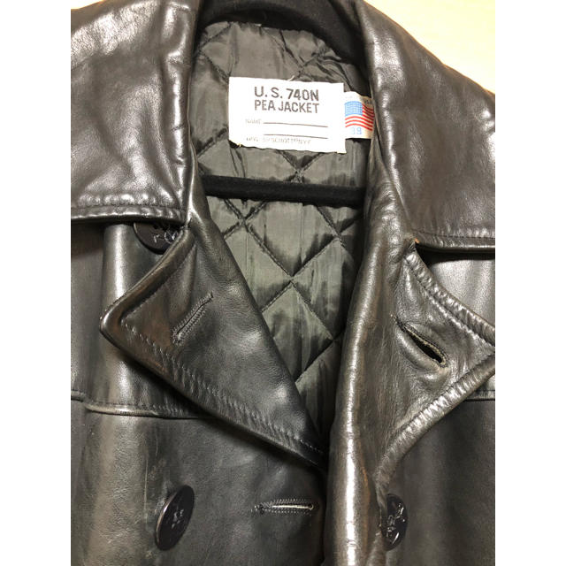 schott - schott 本革 レザーピーコート 黒 サイズ38の通販 by テリコ
