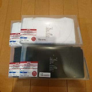 ムジルシリョウヒン(MUJI (無印良品))の無印良品 クルーネックTシャツ L 白/黒 4枚 未使用(Tシャツ/カットソー(半袖/袖なし))