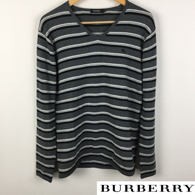 BURBERRY BLACK LABEL(バーバリーブラックレーベル)の美品 BURBERRY BLACK LABEL 長袖ニット ボーダー サイズ3 メンズのトップス(ニット/セーター)の商品写真