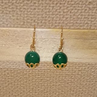 天然石ピアス☆(グリーンアゲイト)(ピアス)