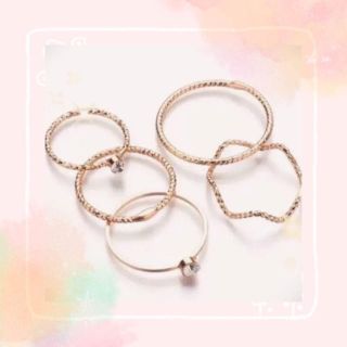 大人気♡ ゴールドリング 5点セット 単品 重ね付け 使い方色々(リング)