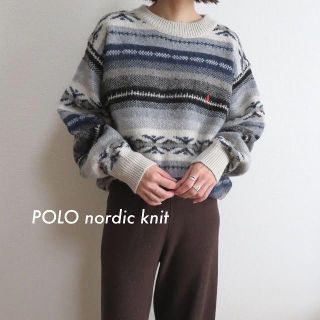 ポロラルフローレン(POLO RALPH LAUREN)の美品 POLO GROUND ノルディックニット スコットランドウール 古着(ニット/セーター)