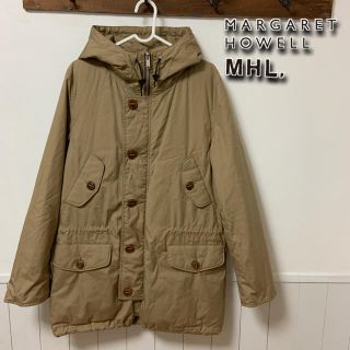 マーガレットハウエル　MHL　ダウンジャケットコート　フード付き　ベージュ　M