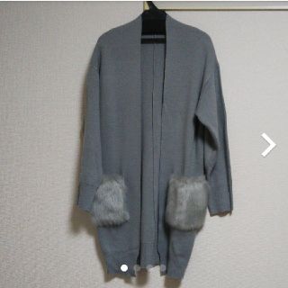 セシルマクビー(CECIL McBEE)の美品!!CECILMcBEEファーポケットロングカーデ(カーディガン)