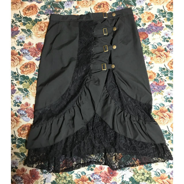 ゴシックフリルタイトスカート レディースのスカート(ひざ丈スカート)の商品写真