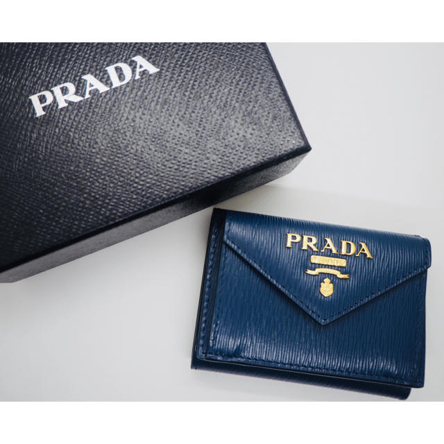 PRADA プラダ 三つ折り財布　VITELLO MOVE ブルーのサムネイル