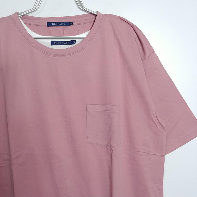 新品 4L XXXL Tシャツ＋タンク 2点セット アンサンブル ピンク メンズのトップス(Tシャツ/カットソー(半袖/袖なし))の商品写真