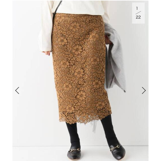 IENA(イエナ)のイエナ Iデイジーレースタイトスカート キャメル 36 タグ付き レディースのスカート(ひざ丈スカート)の商品写真