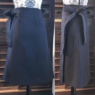 コス(COS)のCOS 超美品 グログラン 上品ウール巻きスカート 濃紺 S 00050(ロングスカート)