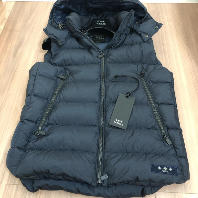 美品□19AW TATRAS/タトラス Rライン MTK9ED4158 ロゴワッペン付き WZIP ウール フーデッド ダウンジャケット ネイビー 03 正規品 メンズ