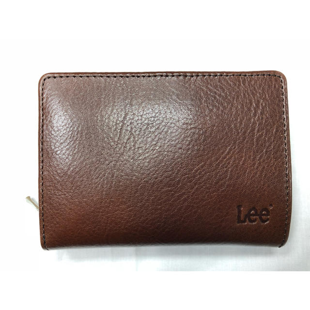 【新品 未使用】Lee 二つ折り財布ハーフ  イタリーレザー チョコ
